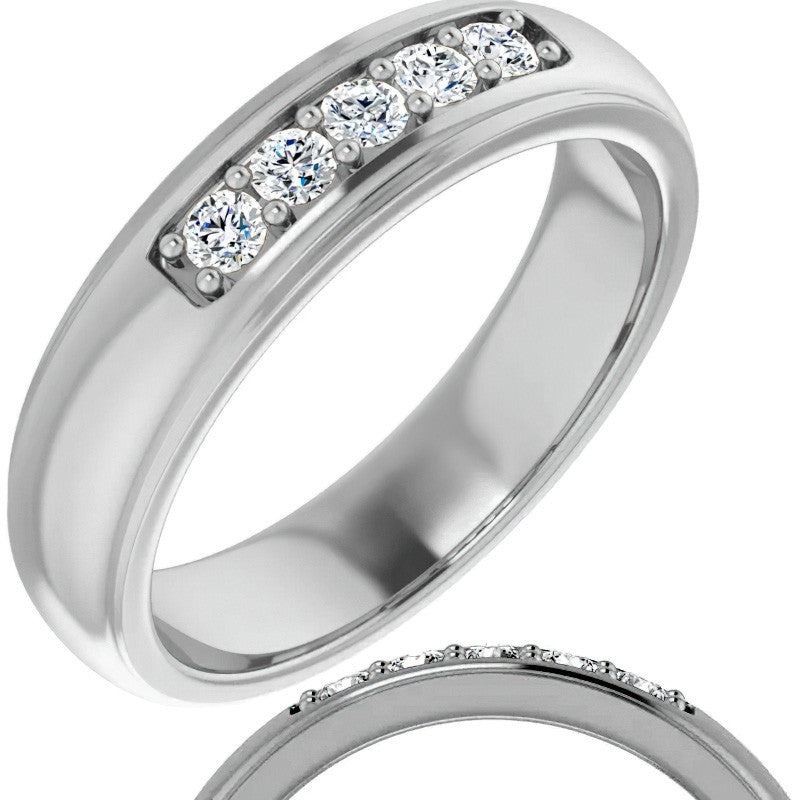 2.5mm/0.36ct Prong Set Round Brilliant Moissanite Mens Ring