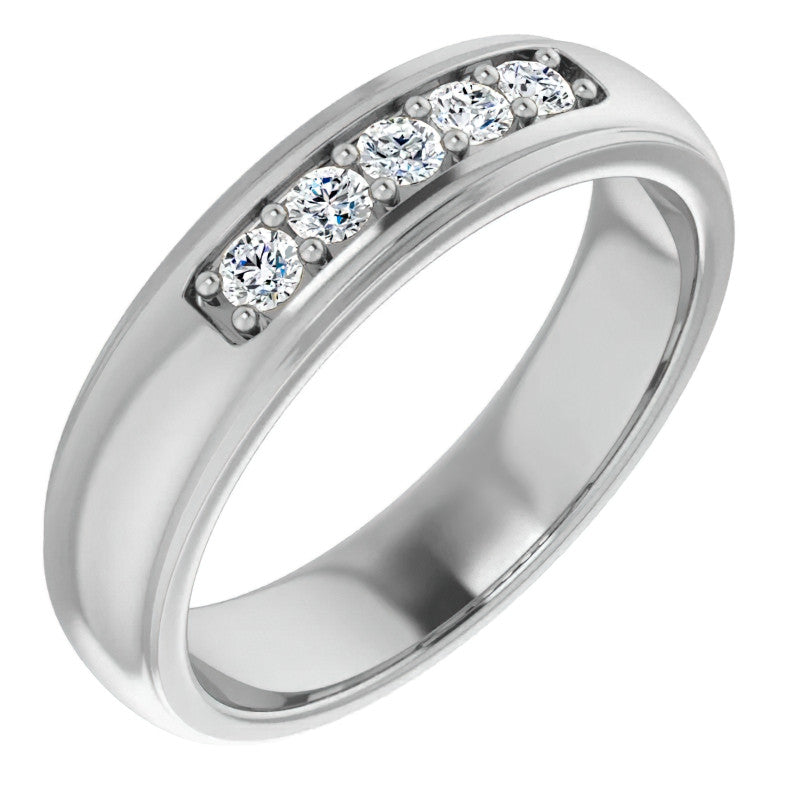 2.5mm/0.36ct Prong Set Round Brilliant Moissanite Mens Ring