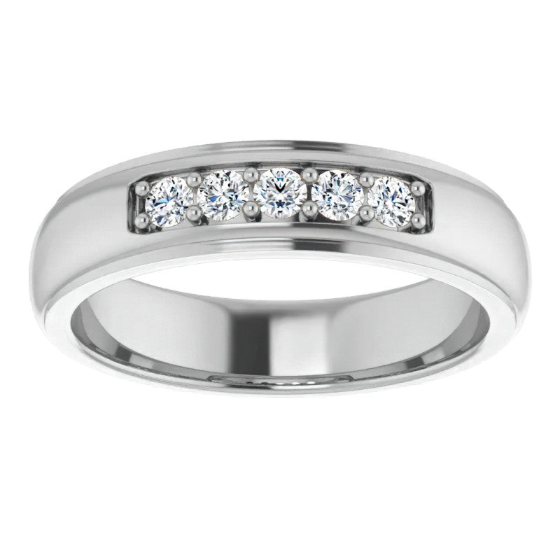 2.5mm/0.36ct Prong Set Round Brilliant Moissanite Mens Ring