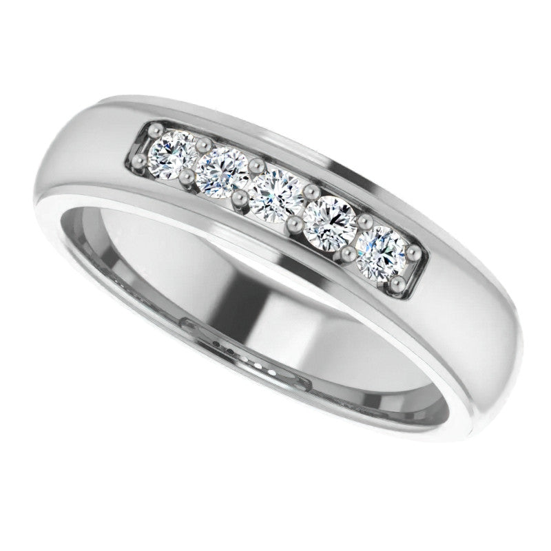 2.5mm/0.36ct Prong Set Round Brilliant Moissanite Mens Ring