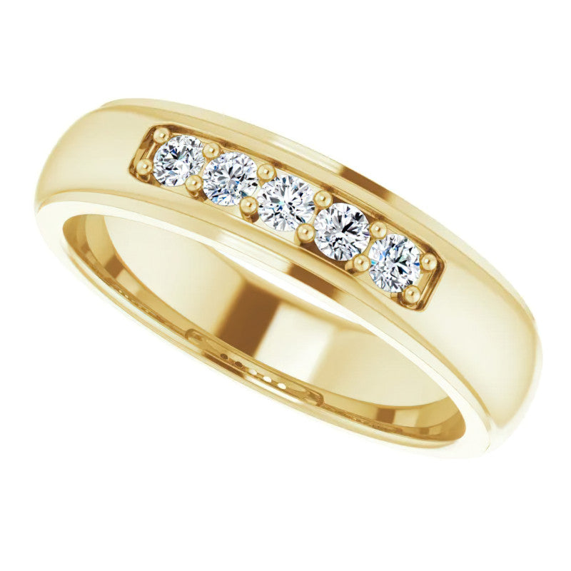 2.5mm/0.36ct Prong Set Round Brilliant Moissanite Mens Ring