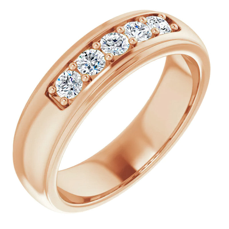 3mm/0.50ct Prong Set Round Brilliant Moissanite Mens Ring