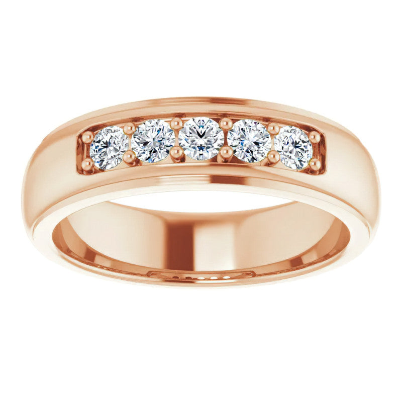 3mm/0.50ct Prong Set Round Brilliant Moissanite Mens Ring