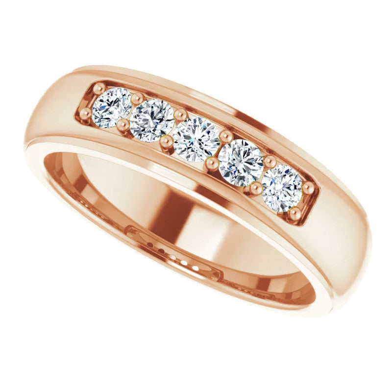 3mm/0.50ct Prong Set Round Brilliant Moissanite Mens Ring