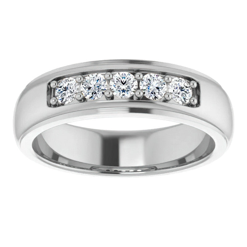3mm/0.50ct Prong Set Round Brilliant Moissanite Mens Ring