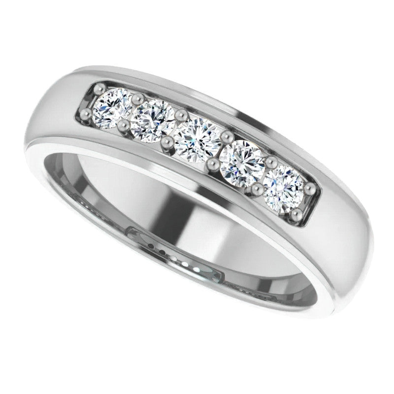 3mm/0.50ct Prong Set Round Brilliant Moissanite Mens Ring