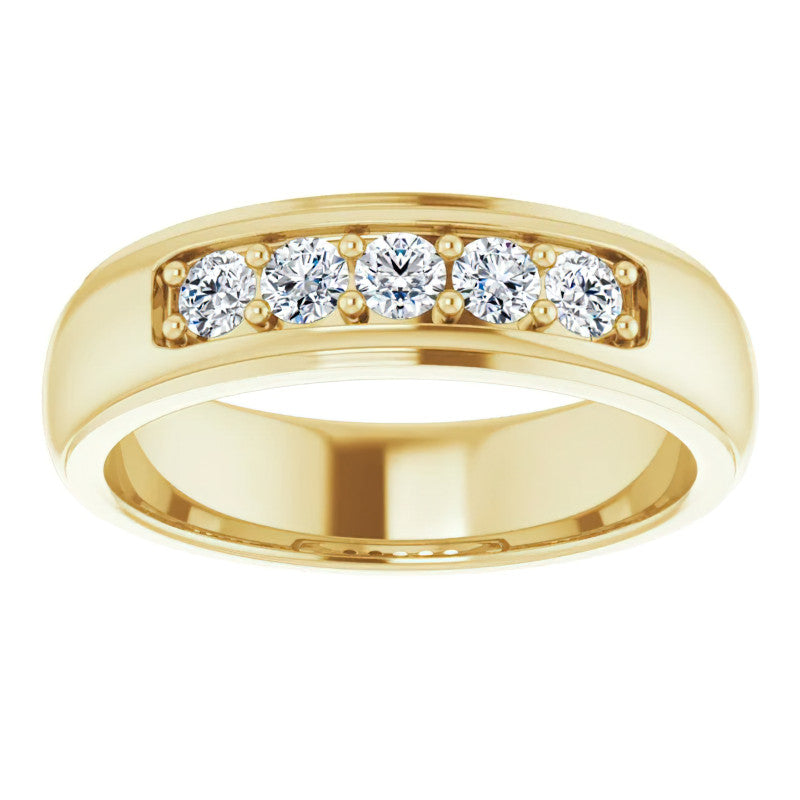 3mm/0.50ct Prong Set Round Brilliant Moissanite Mens Ring