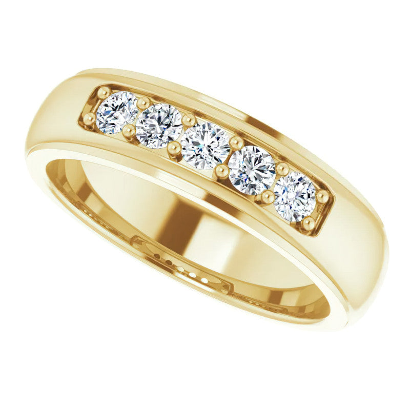 3mm/0.50ct Prong Set Round Brilliant Moissanite Mens Ring