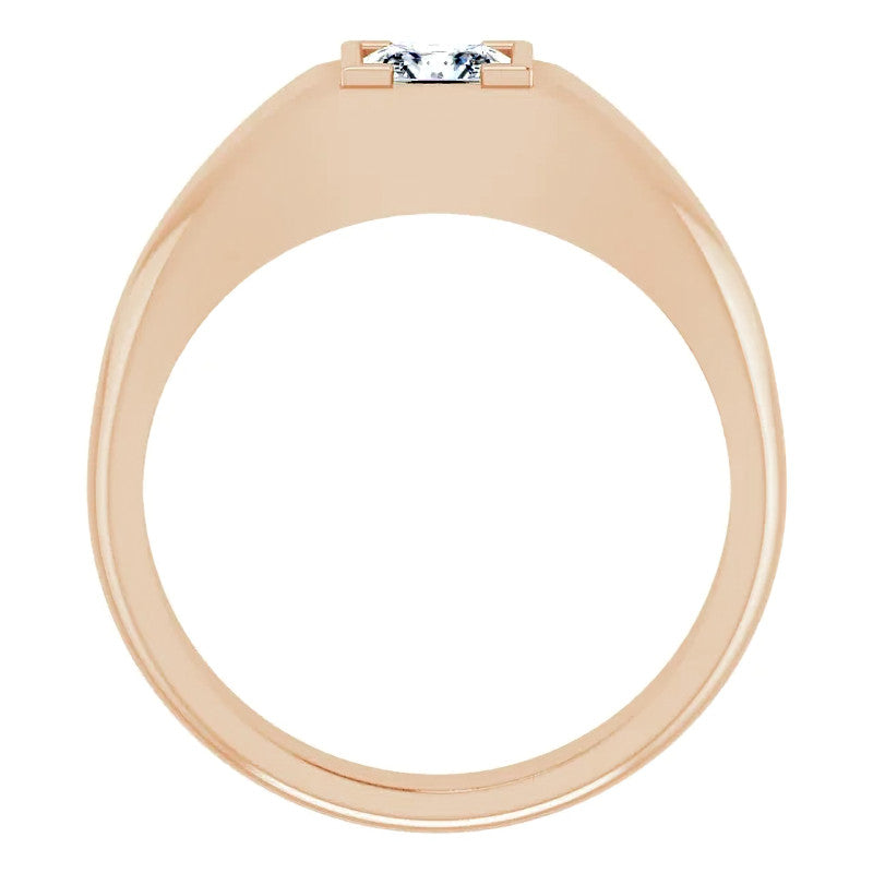 5mm/0.80ct Princess Half Bezel Set Moissanite Mens Ring
