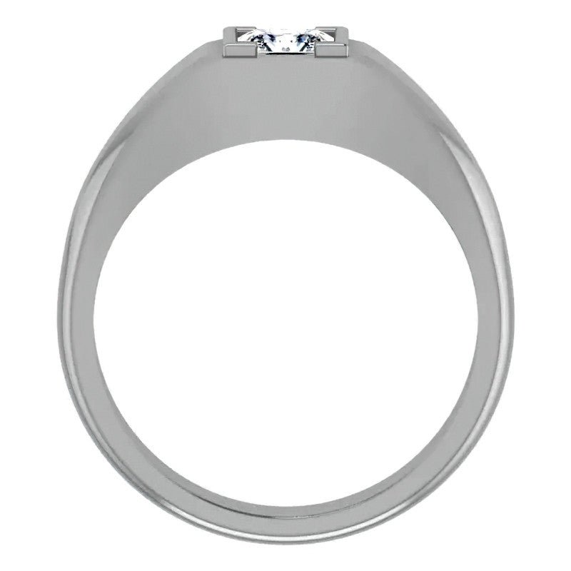 5mm/0.80ct Princess Half Bezel Set Moissanite Mens Ring