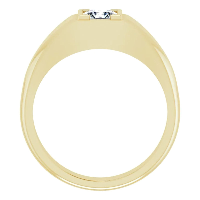 5mm/0.80ct Princess Half Bezel Set Moissanite Mens Ring