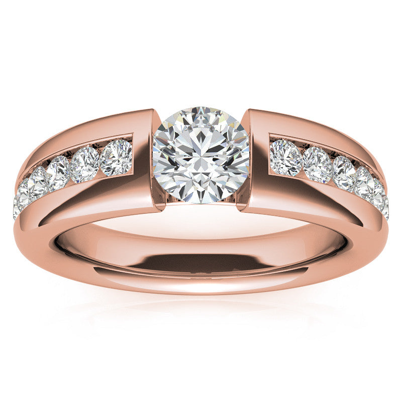 6.5mm/1.0ct Round Tension Set Moissanite Channel Mens Band