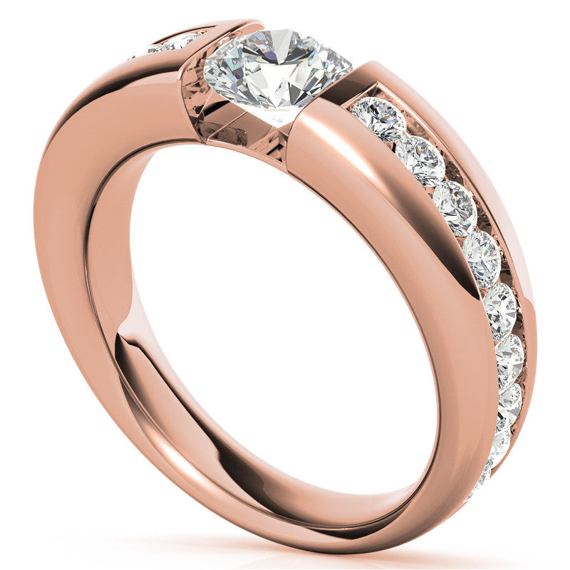 6.5mm/1.0ct Round Tension Set Moissanite Channel Mens Band