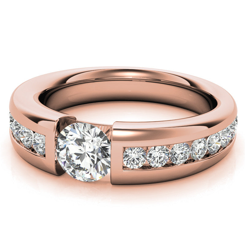 6.5mm/1.0ct Round Tension Set Moissanite Channel Mens Band