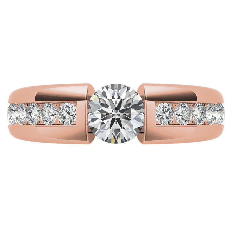 6.5mm/1.0ct Round Tension Set Moissanite Channel Mens Band