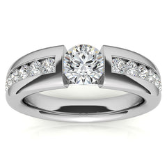 6.5mm/1.0ct Round Tension Set Moissanite Channel Mens Band