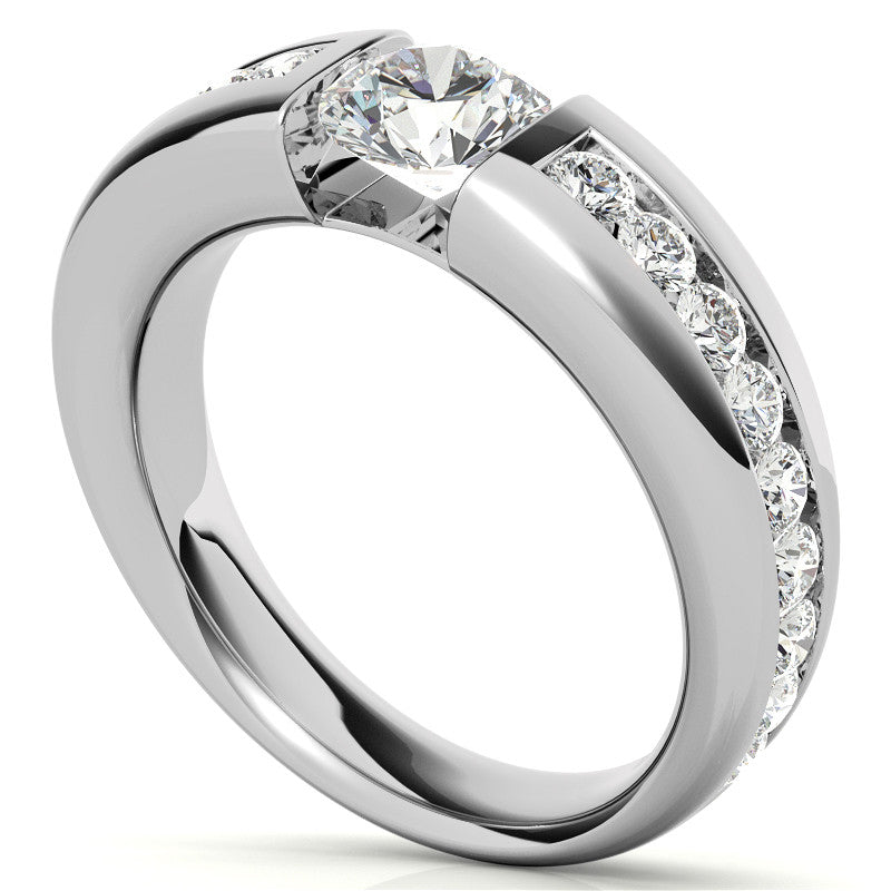 6.5mm/1.0ct Round Tension Set Moissanite Channel Mens Band