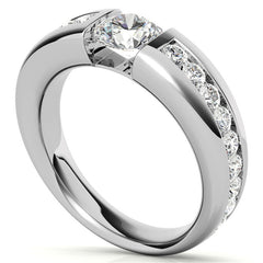 6.5mm/1.0ct Round Tension Set Moissanite Channel Mens Band