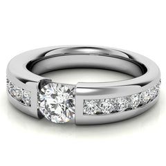 6.5mm/1.0ct Round Tension Set Moissanite Channel Mens Band