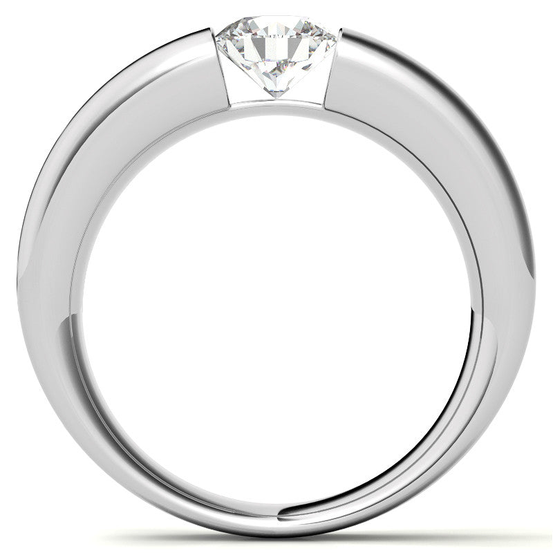 6.5mm/1.0ct Round Tension Set Moissanite Channel Mens Band