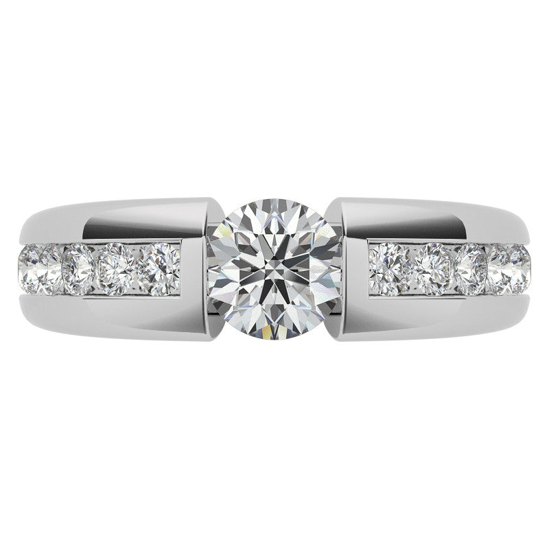 6.5mm/1.0ct Round Tension Set Moissanite Channel Mens Band