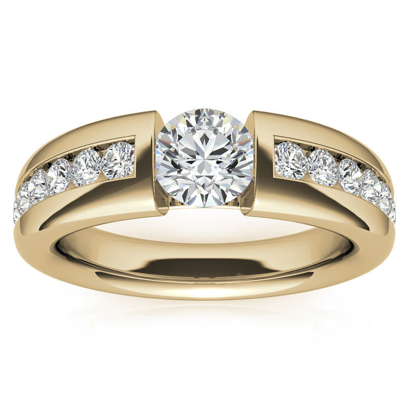 6.5mm/1.0ct Round Tension Set Moissanite Channel Mens Band