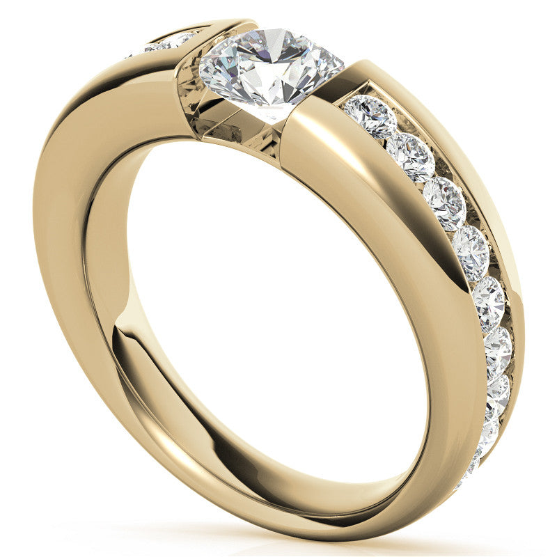 6.5mm/1.0ct Round Tension Set Moissanite Channel Mens Band