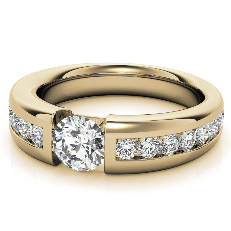 6.5mm/1.0ct Round Tension Set Moissanite Channel Mens Band