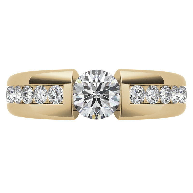 6.5mm/1.0ct Round Tension Set Moissanite Channel Mens Band