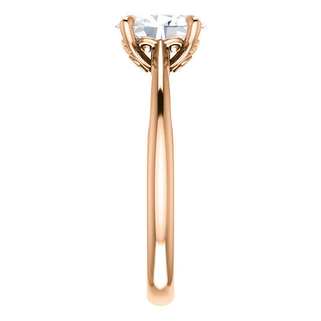Oval Surprise Stone Solitaire with Scroll Accents