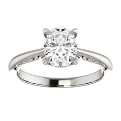 Oval Surprise Stone Solitaire with Scroll Accents