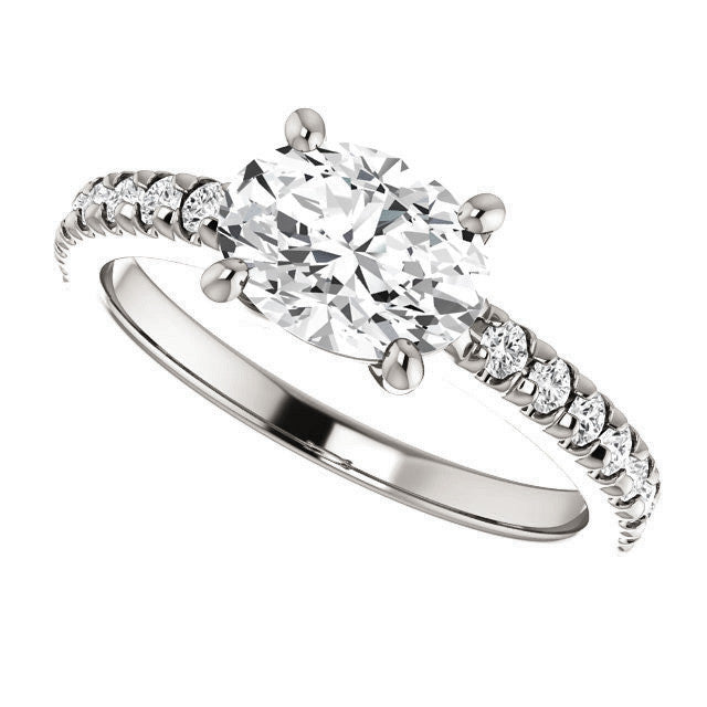 Oval U-Prong Moissanite Engagement Ring
