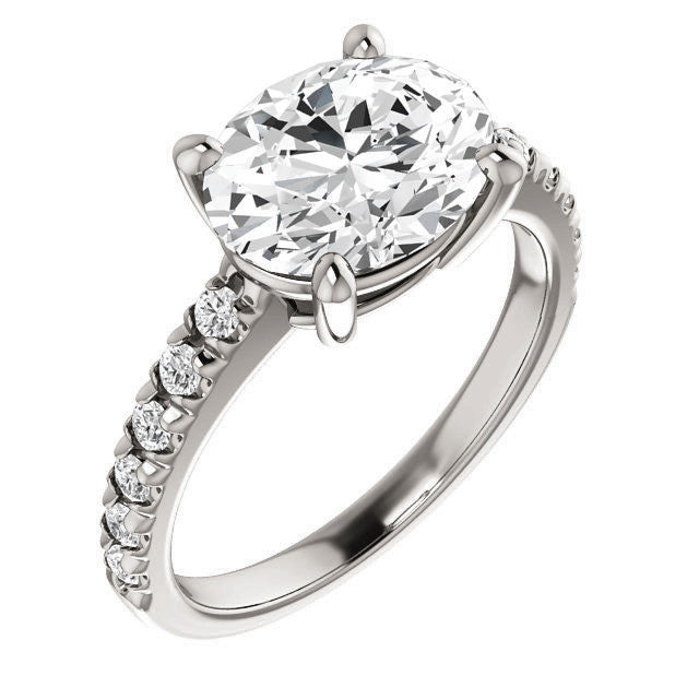 Oval U-Prong Moissanite Engagement Ring
