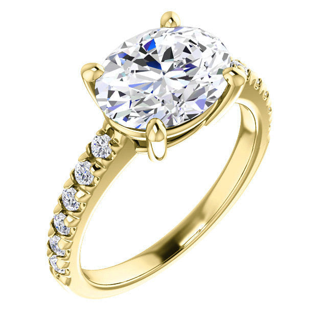 Oval U-Prong Moissanite Engagement Ring