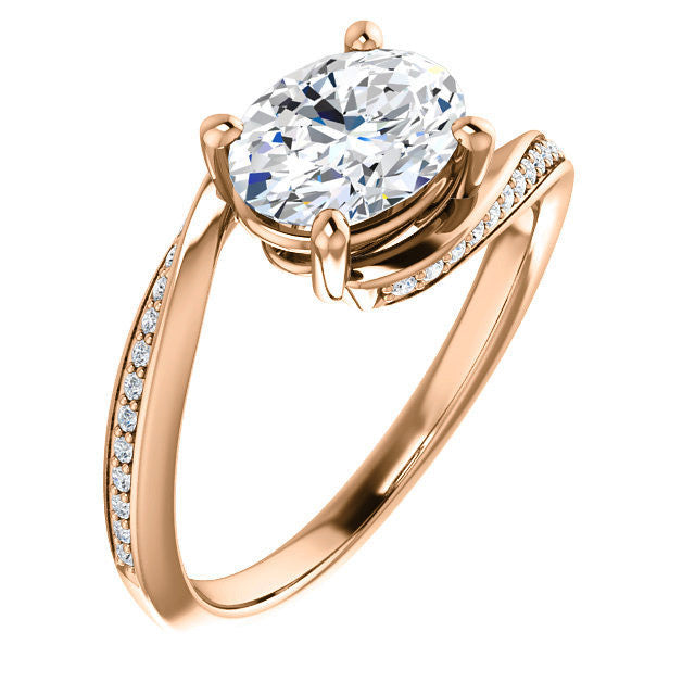 Oval Designer Scroll Moissanite Engagement Ring