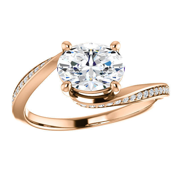 Oval Designer Scroll Moissanite Engagement Ring