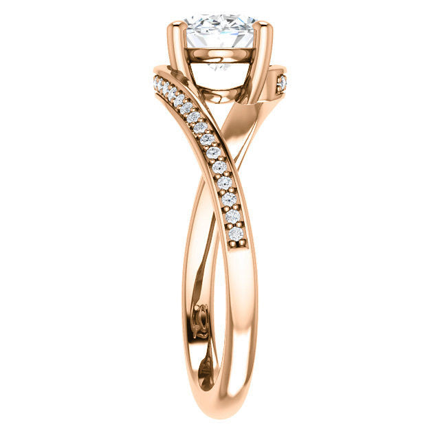 Oval Designer Scroll Moissanite Engagement Ring