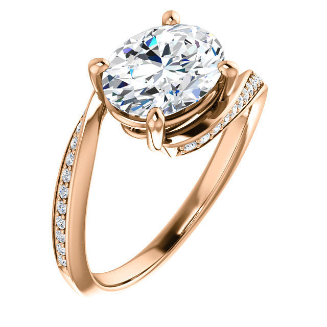 Oval Designer Scroll Moissanite Engagement Ring