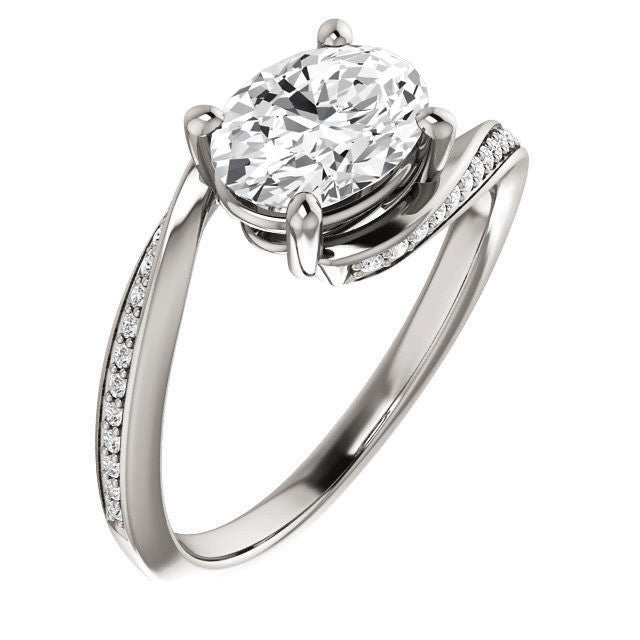 Oval Designer Scroll Moissanite Engagement Ring