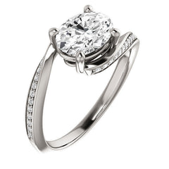 Oval Designer Scroll Moissanite Engagement Ring