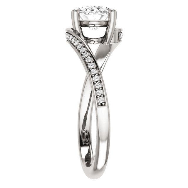 Oval Designer Scroll Moissanite Engagement Ring