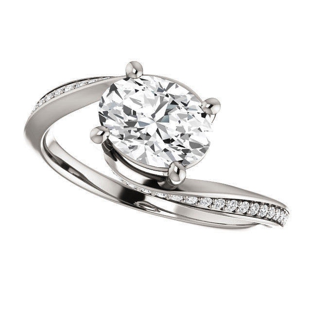 Oval Designer Scroll Moissanite Engagement Ring