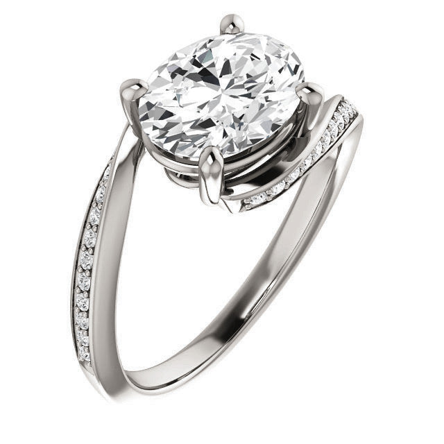 Oval Designer Scroll Moissanite Engagement Ring