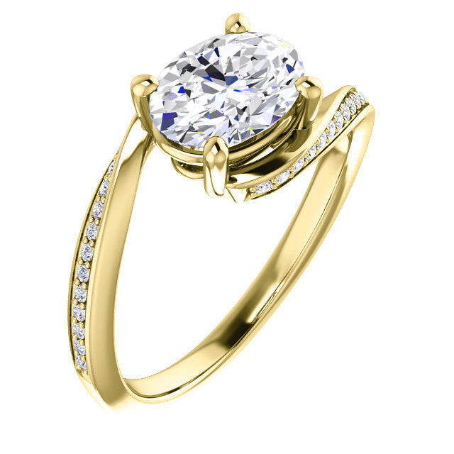 Oval Designer Scroll Moissanite Engagement Ring