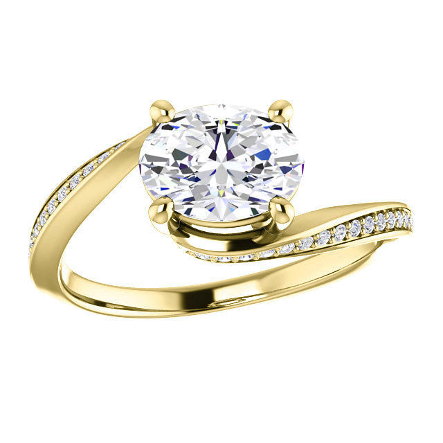 Oval Designer Scroll Moissanite Engagement Ring