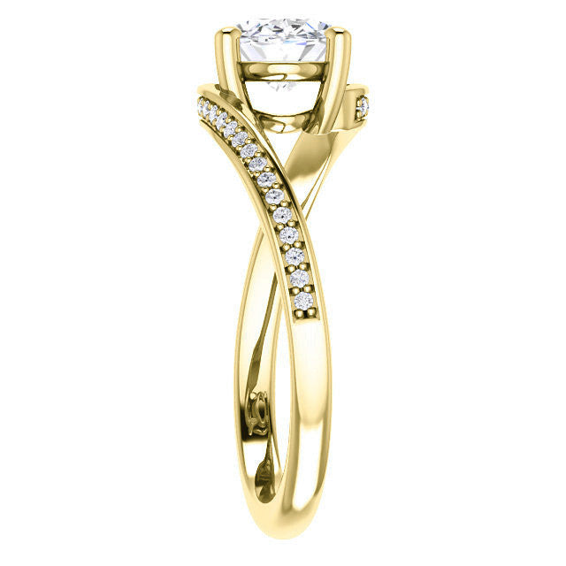 Oval Designer Scroll Moissanite Engagement Ring