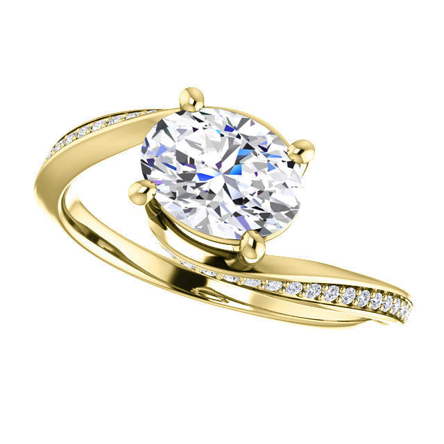 Oval Designer Scroll Moissanite Engagement Ring