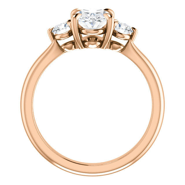 Oval and Round Moissanite 3-Stone Ring