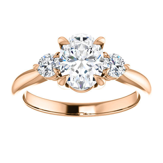 Oval and Round Moissanite 3-Stone Ring