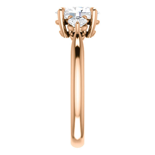 Oval and Round Moissanite 3-Stone Ring